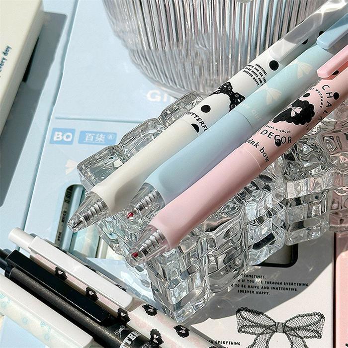Gel Pen Pena Lucu 4pcs Pulpen Gel Aesthetic Korea Bolpoin Bulpen Tinta Hitam Retractable Alat Tulis