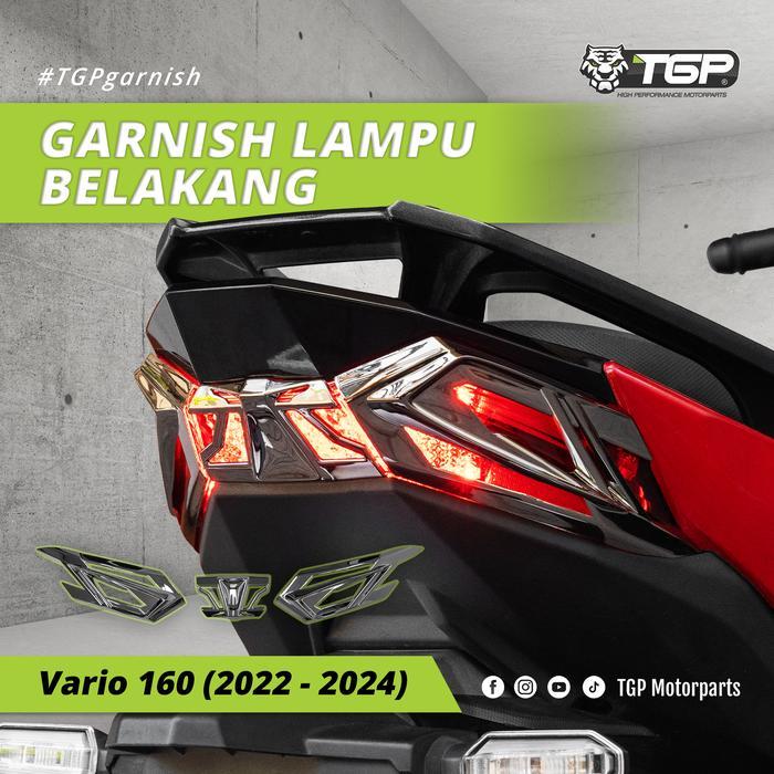 GARNISH LAMPU BELAKANG HONDA VARIO 160 ABS CBS BLACK CHROME AKSESORIS VARIASI MOTOR TGP