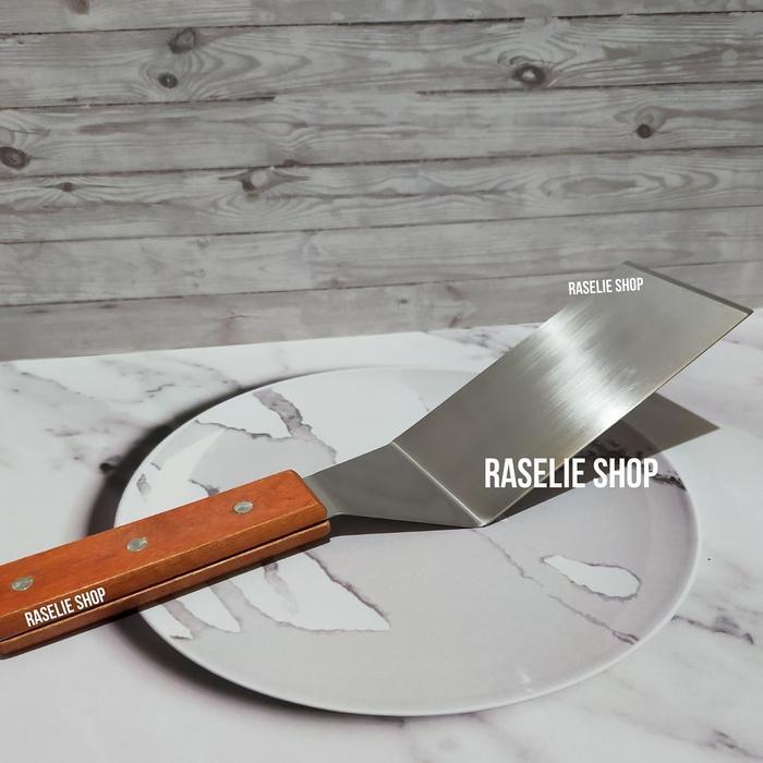 Spatula Bengkok Pisau Kape Scrapper Panjang Pizza Turner Teppanyaki