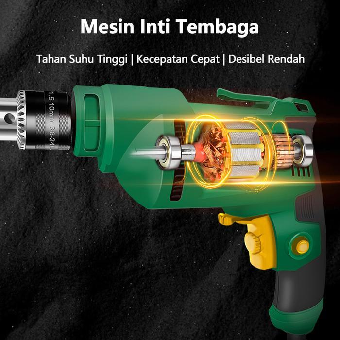 Isku Mesin Bor Listrik Tangan 10Mm 700W Bor Kayu Besi Baja Ringan Plafon Pvc Tembok Bata Electric