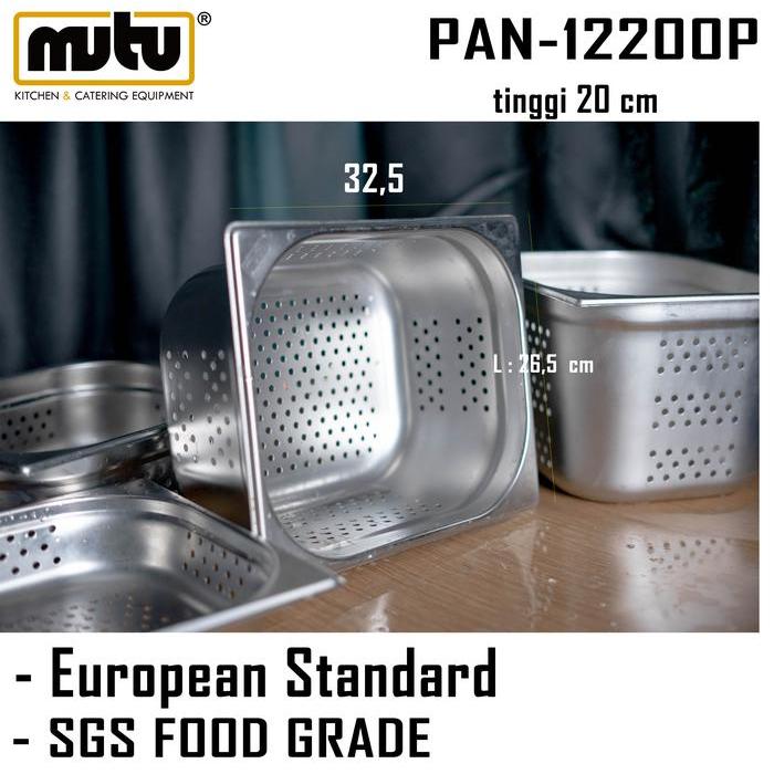 FOOD PAN STAINLESS 1/2 PERFORATED GASTRONOM PAN MUTU PAN-12200P