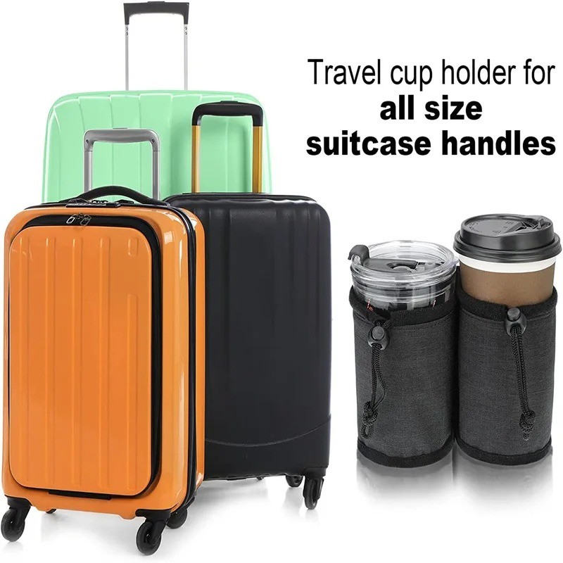 Luggage Cup Holder Travel Drink Caddy Bottle Pouch Suitcase Handle Accessory Portable Beverage