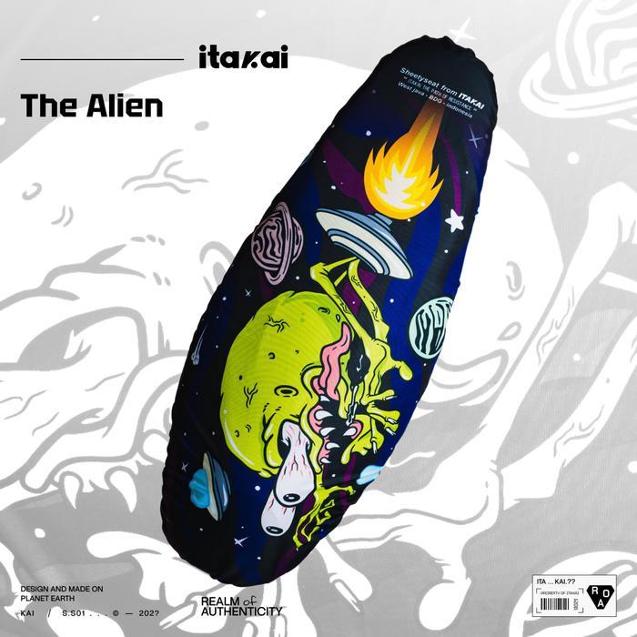 "New" iTakai Sarung Jok THE ALIEN - Cover Jok Motor Motif Premium / Anti Air / Anti Cakar Kucing