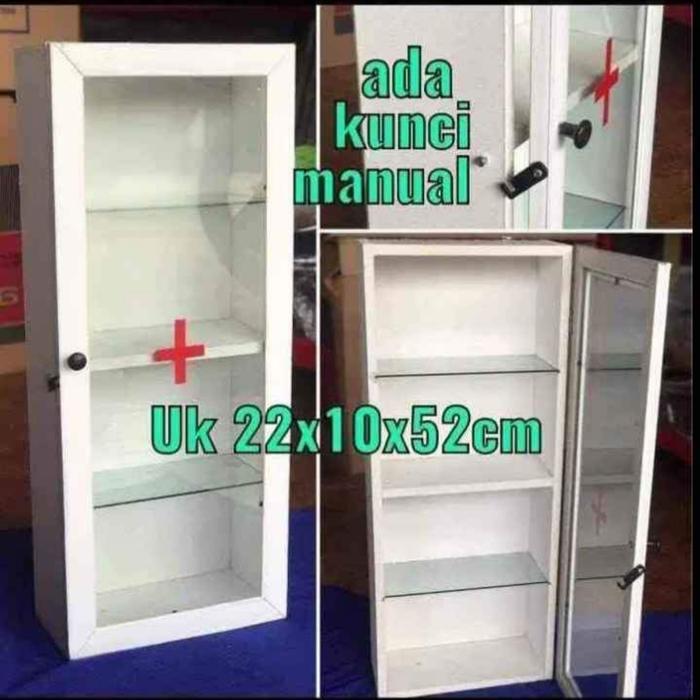 Premium Kotak Penyimpanan Obat Kotak P3K Kotak P3K Kaca Minimalis Warna Putih Termurah Ukuran 4Sap