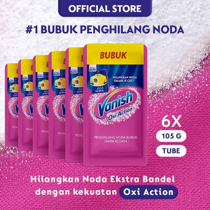 Vanish Bubuk Penghilang Noda Pakaian Pink Pembersih Noda Baju Membandel 105Gr (6Pcs) Best Seller