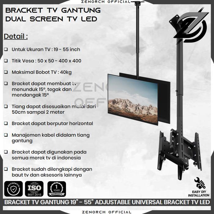 Braket Breket Bracket TV Gantung 55 50 49 43 42 40 32 27 24 22 19 Inch, Adjustable Universal Bracket