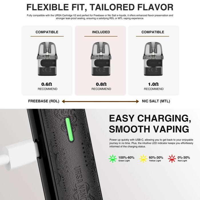 BV URSA NANO S2 30W 1000MAH BUNDLING ROKKO 15ML BY LOSTVAPE / URSA NANO S II