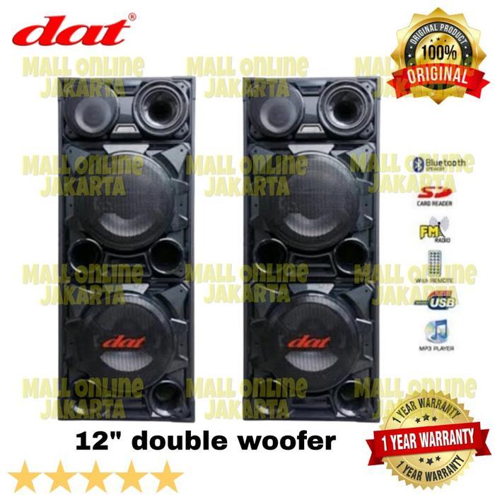 Speaker aktif pasif Dat 12 inch Ds122 double subwoofer ds 122 - Hitam, Standar