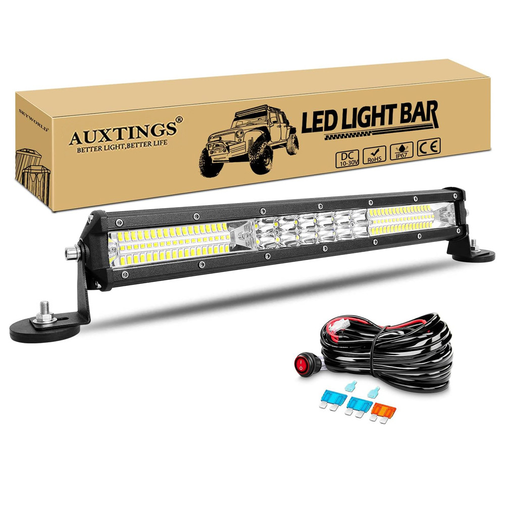 7D 15'' 20'' 24'' 144w 180w 216w LED Light Bar with Magnet Brackets Wire Combo Beam Work Light Bar