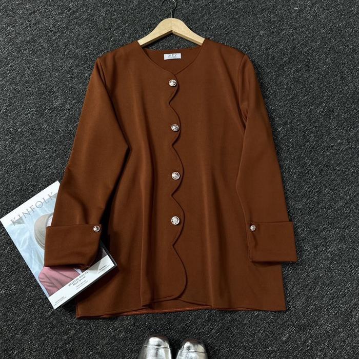 Clovy Blazer/ Korean Blazer Fit Panjang Scuba Wanita Basic Outer Kancing