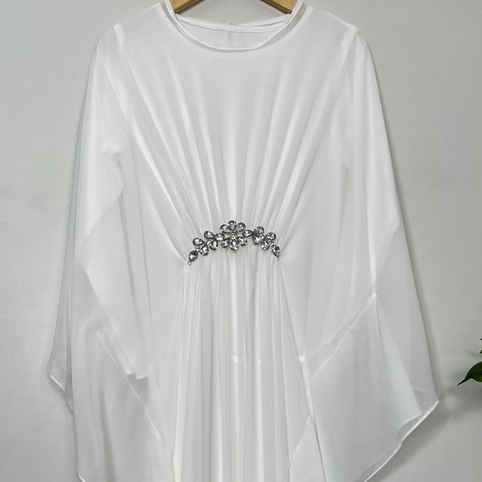 Haraza Kaftan - Kaftan Lebaran - Baju Lebaran - Gamis Lebaran - Kaftan Putih - Gamis Putih