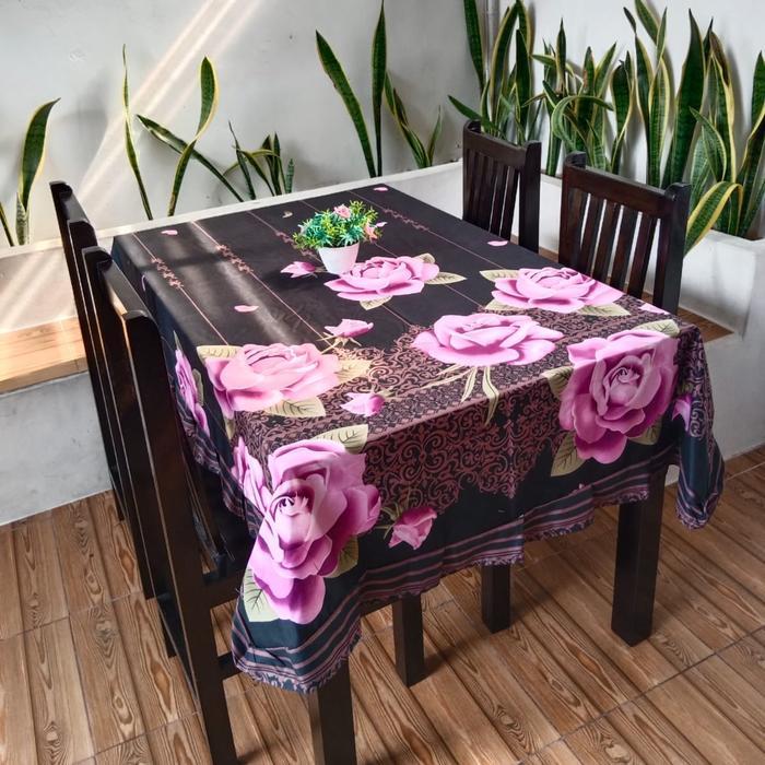 Taplak Meja Makan Kain Katun Modern Rumbai