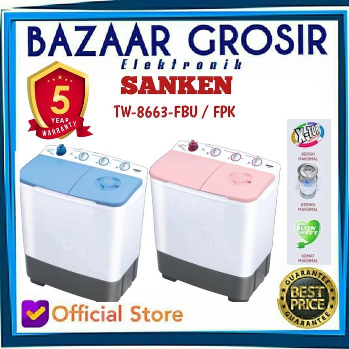 MESIN CUCI 2 TABUNG SANKEN TWIN TUB 8KG TW8663 TW 8663 TW8663 8 kg
