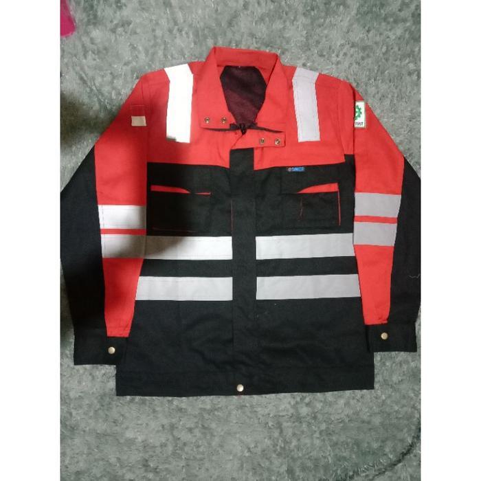 wearpack full scotlet merah navy/seragam kerja/pakaian kerja/wiker