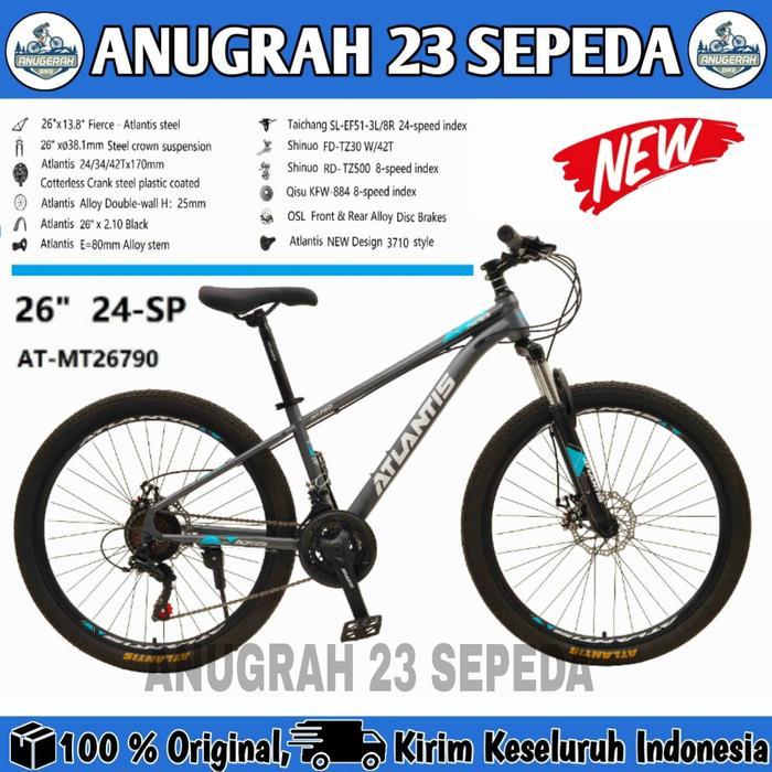 Sepeda MTB GUNUNG ATLANTIS AT-MT 790 Ukuran 24 & 26 Inch 24 Speed Rem Cakram
