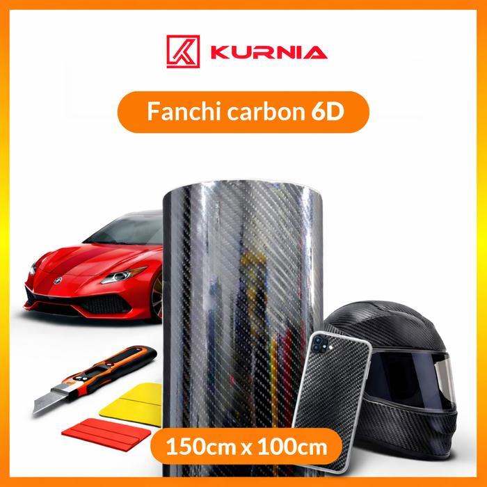 Fanchi Stiker Carbon 6D FC 273 Lebar 150cm - Super Glossy Hitam Premium Wrapping Mobil Motor