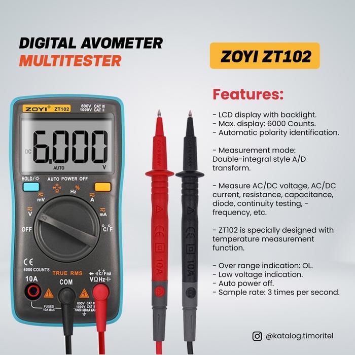 Multitester Digital Zoyi Zt102 Akurat