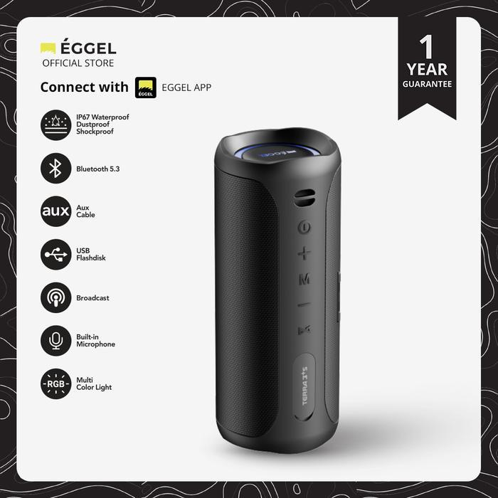Eggel Terra 3 Plus S Waterproof Bluetooth Speaker With Rgb Lights Pasti Promo