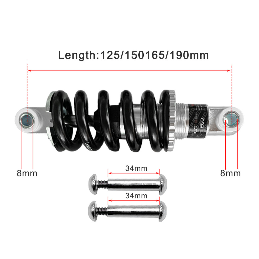 KS Bike Shock Absorber Rear Shock 165 190 mm for Downhill CX MTB EXA Form 260 Moutain Bike Electric
