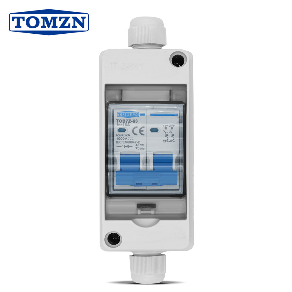 TOMZN Solar Photovoltaic PV Combiner Box With DC MCB HT 2ways 1 in 1 out DC 2P DC 600V 1000V 3-63A