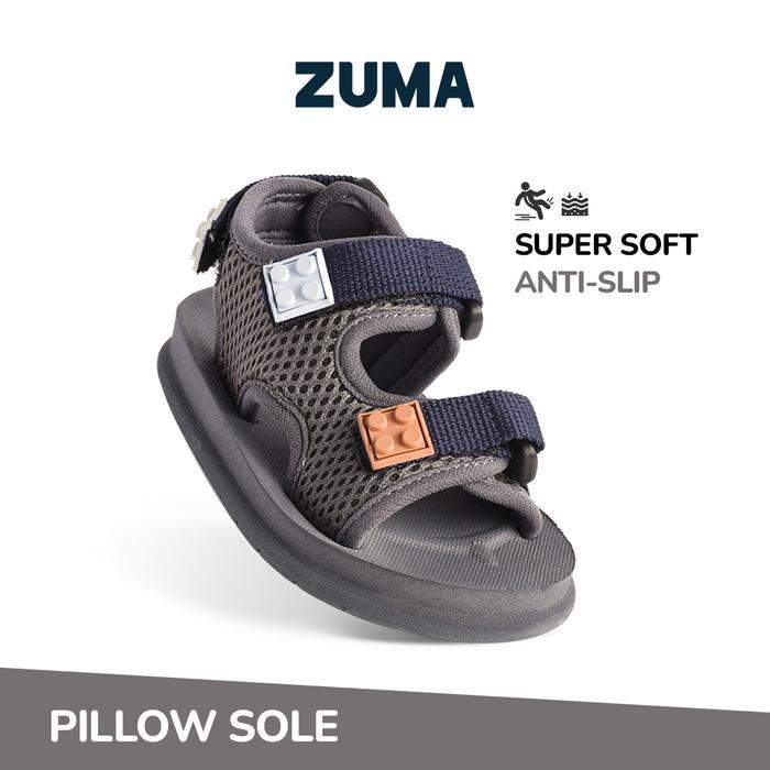Bata Kiddora - Sandal Bayi Velcro Bricks 3 Grey Sandal Anak Karet Tali Belakang Hitam Anti Slip