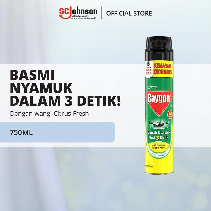 ` Baygon Aerosol - Obat Anti Nyamuk Semprot Citrus Fresh 750ml