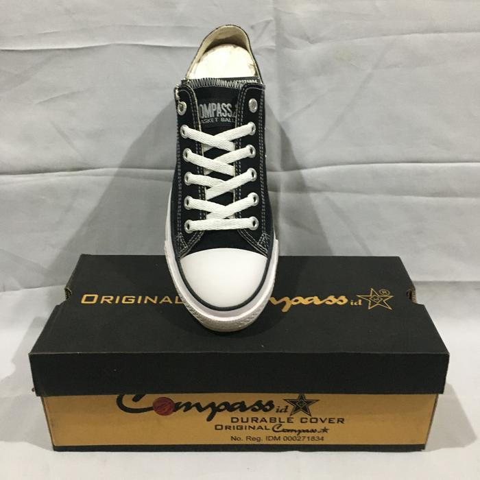 [ Tomkins Warrior Style ] Sepatu Sekolah Anak Dan Dewasa Compass Lc Hitam/Putih