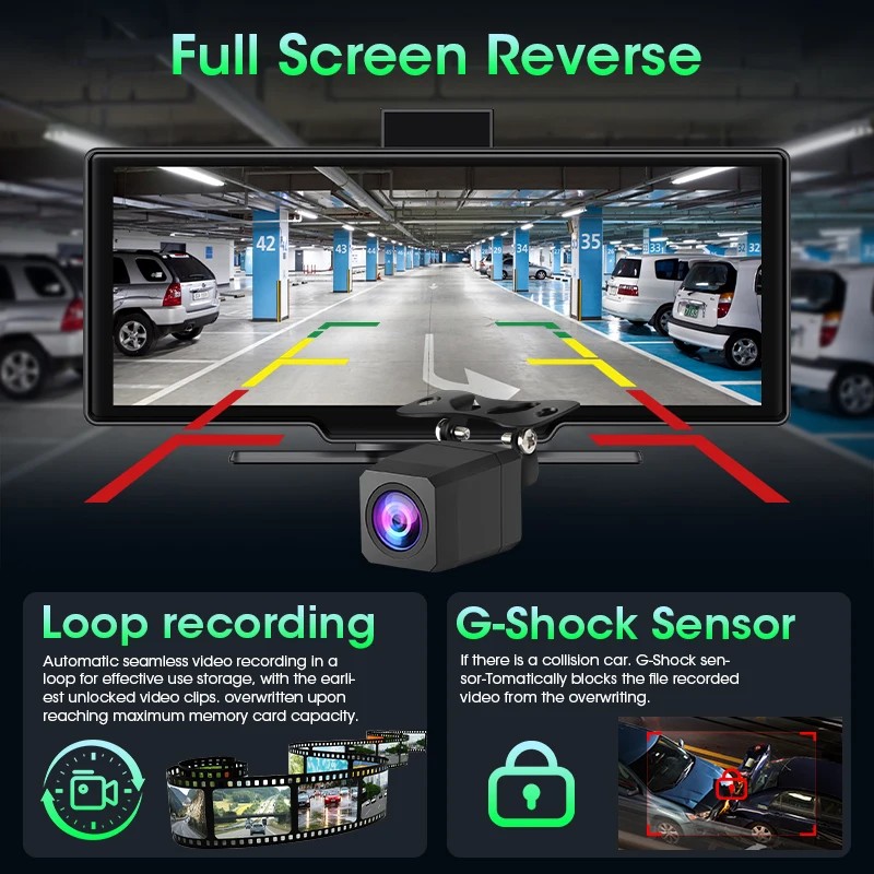 . 10.26 4K Adas Dash Cam Car Dvr Camera Carplay Screen Android Auto Gps Navigation Video Recorder