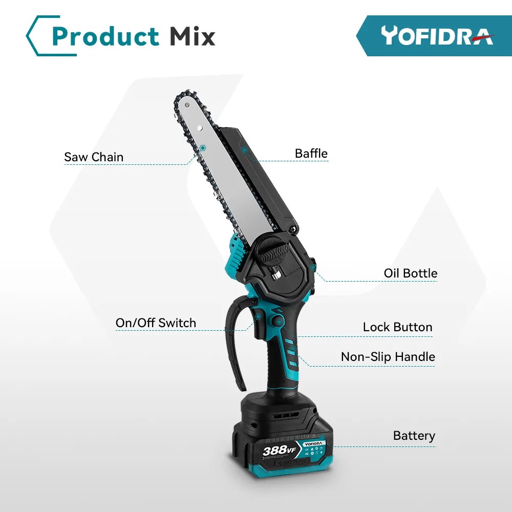 . 8 Inch Mini Electric Chainsaw Brushless Portable Battery Chainsaw -