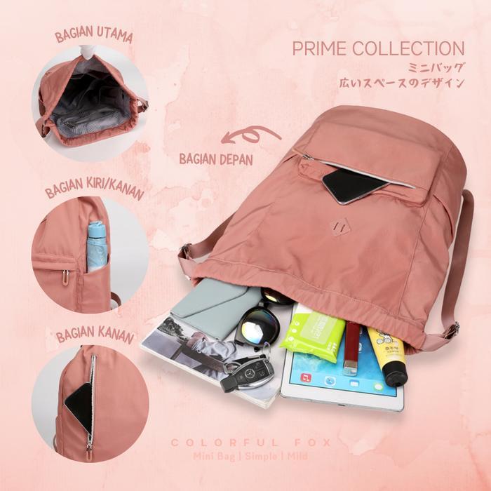 Sartorialele// Tas Ransel Wanita Korean Style Backpack Anti Air Colorful Fox 8536