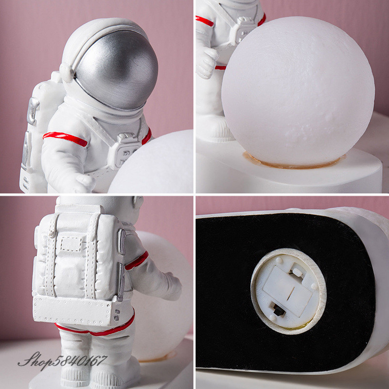 . Nordic Astronaut Moon Lamp Decoration Simple Night Light Resin Night -