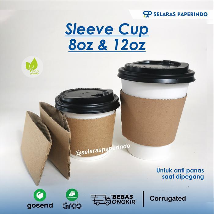 SLEEVE CUP GELAS 8OZ 12OZ PENAHAN PANAS CUP HOLDER CORRUGATED CUSTOM