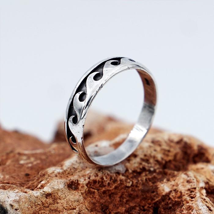 Cincin Pria Perak Bali Silver Ring 925 Ombak Surfing