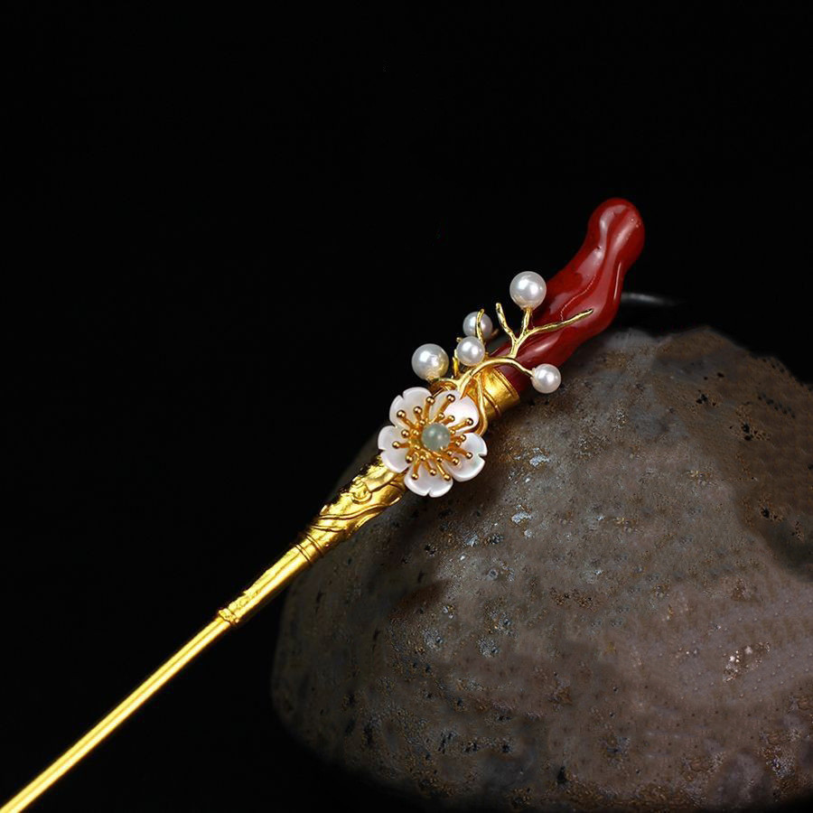 Imitation Coral Hair Accessories Retro Headdress Hanfu Hairpin Cheongsam Accessories Chinese Style