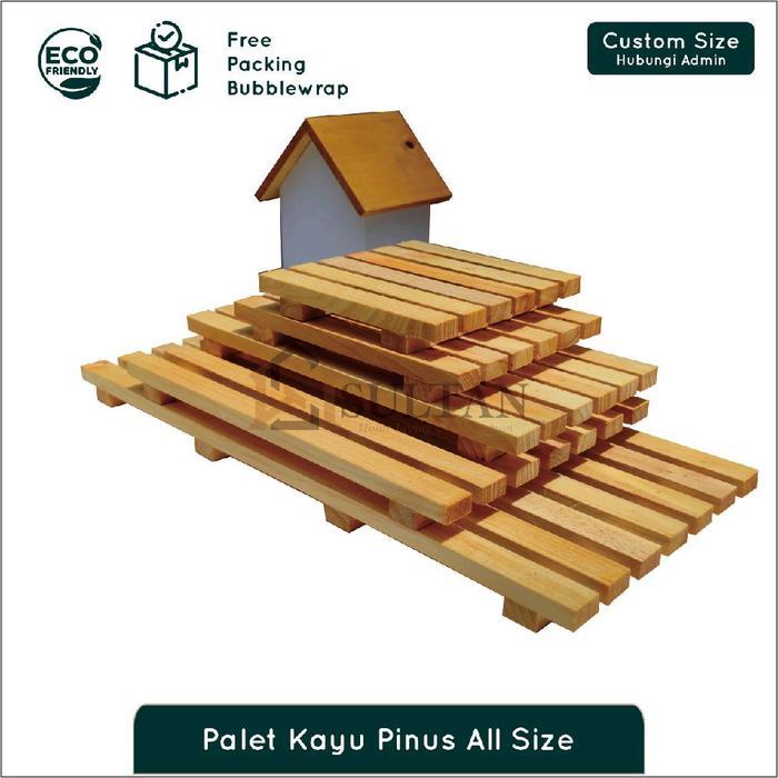 Mini Palet Kayu Pinus Rustic Dekorasi Fotografi Aesthetic Tatakan Panci Tahan Panas