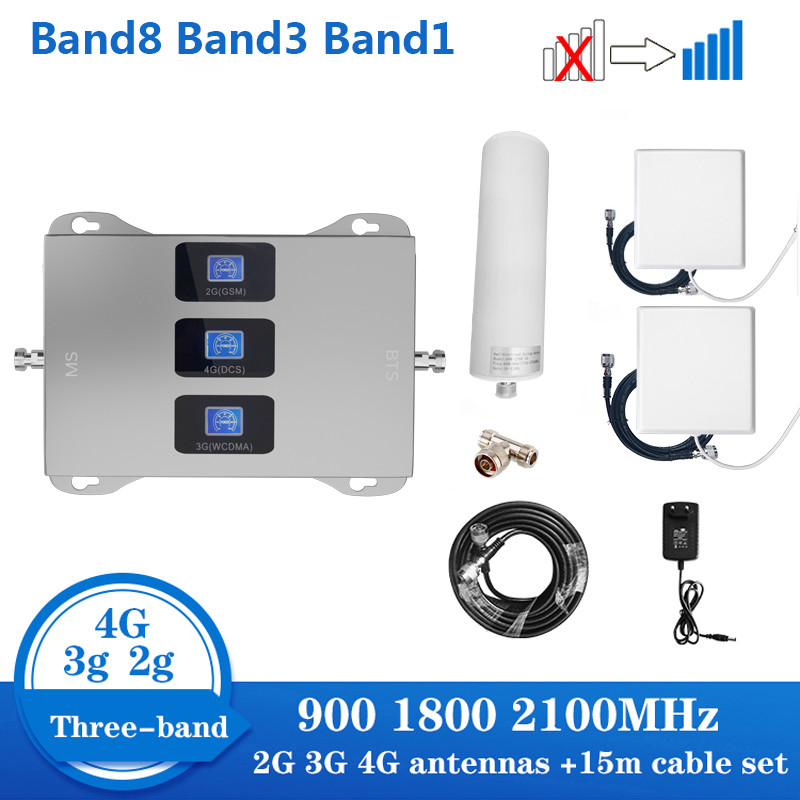 2G 3G 4G 900 1800 2100 Mobile Amplifier 2 antenna repeater GSM repeater DCS WCDMA 2G 3G 4G repeater 