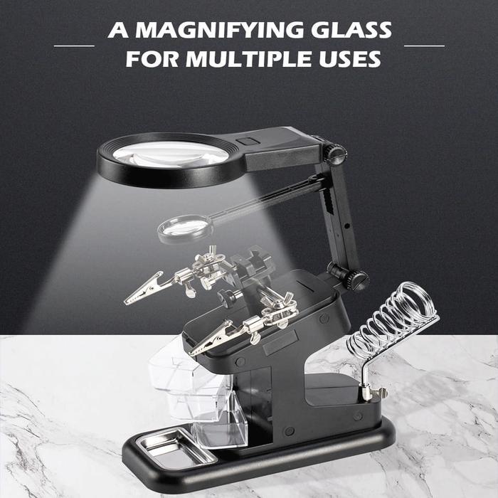 EZREN TE-803 KACA PEMBESAR DUDUKAN STASIUN MAGNIFIER LED LIGHT CLAMP