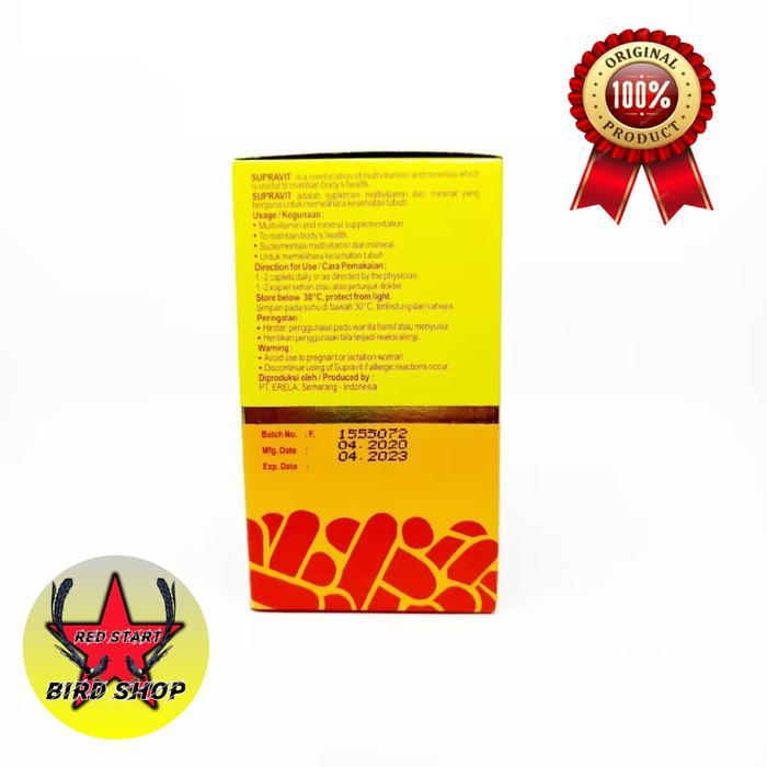 SUPRAVIT 1 BOTOL ISI 60 PIL PLUS MULTIVITAMIN PLUS MINERAL DAN B12 OBAT AYAM