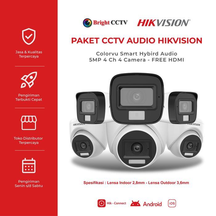 Paket Cctv Hikvision Audio Camera 4Ch 4 Camera 5Mp