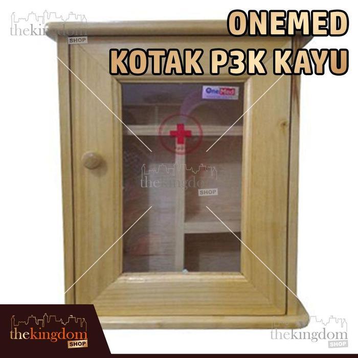 [NEW] ONEMED KOTAK P3K KAYU RAK DINDING KACA GANTUNG OBAT FIRST AID KIT