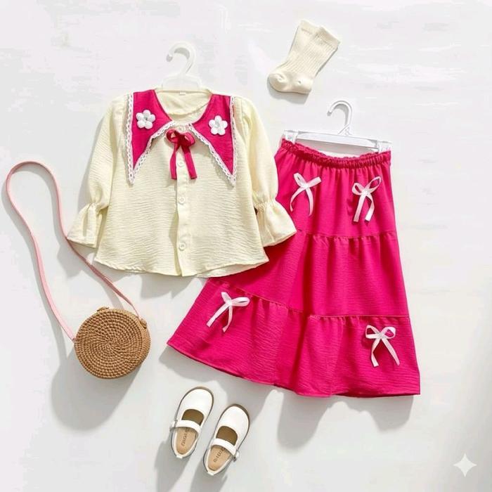 Neww Set Rok Anak 2-12 Tahun Cantika Set Rok Bahann Crinkle Fashion Kekinian Terlaris