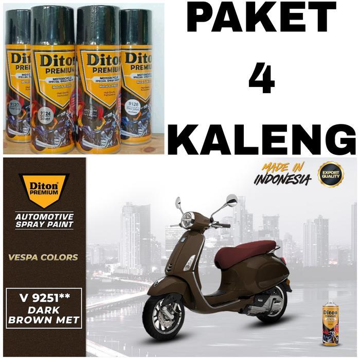 PAKET-4KALENG pilok cat semprot diton premium V9251 dark brown matte 9251 coklat doff vespa