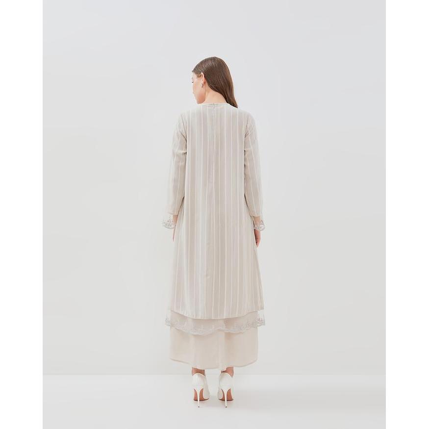 VALINO Gamis Cream Dengan Outer Payet Wanita - D-ECEK01-C5