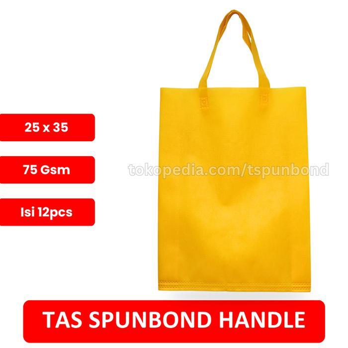 TAS SPUNBOND HANDLE UKURAN 25X35 LUSINAN - WARNA KUNING KUNYIT