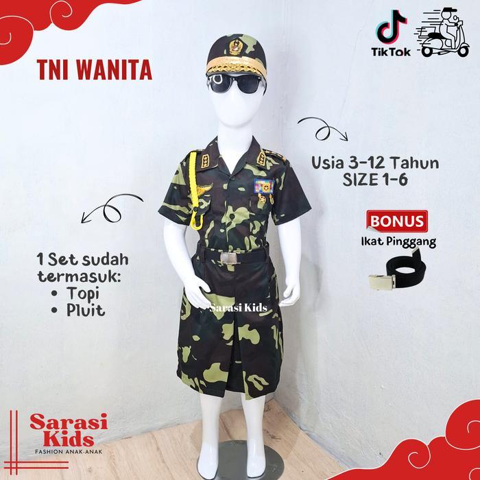 Baju tni anak perempuan wanita kostum loreng wanita baju karnaval