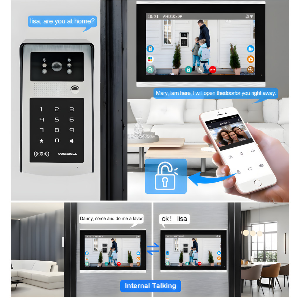 . Kamera Interkom Nirkabel Untuk Apartemen 10 Inci Sistem Interkom -