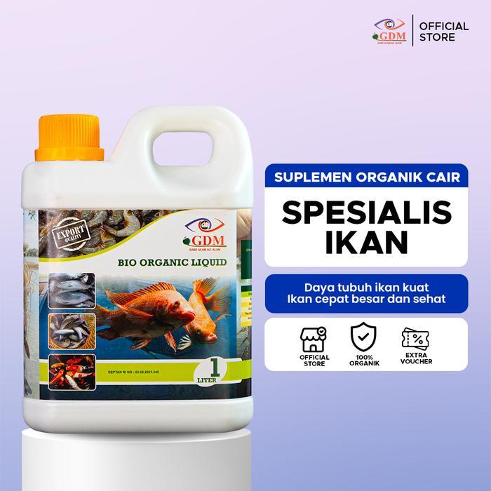 Suplemen Organik Cair GDM Perikanan 1L Probiotik Perikanan Air Jernih & Ikan Cepat Besar Lele Nila