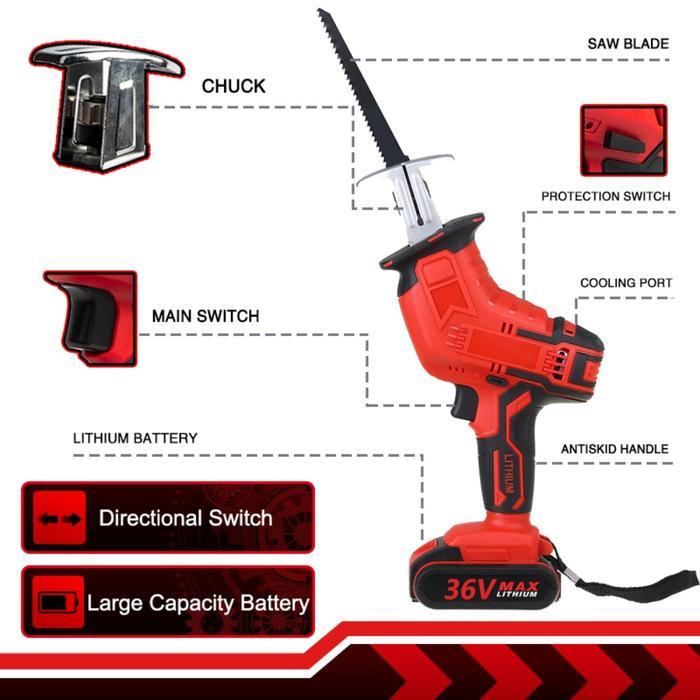 MESIN RECIPROCATING SAW CORDLESS GERGAJI KAYU BESI ALAT PEMOTONG KAYU