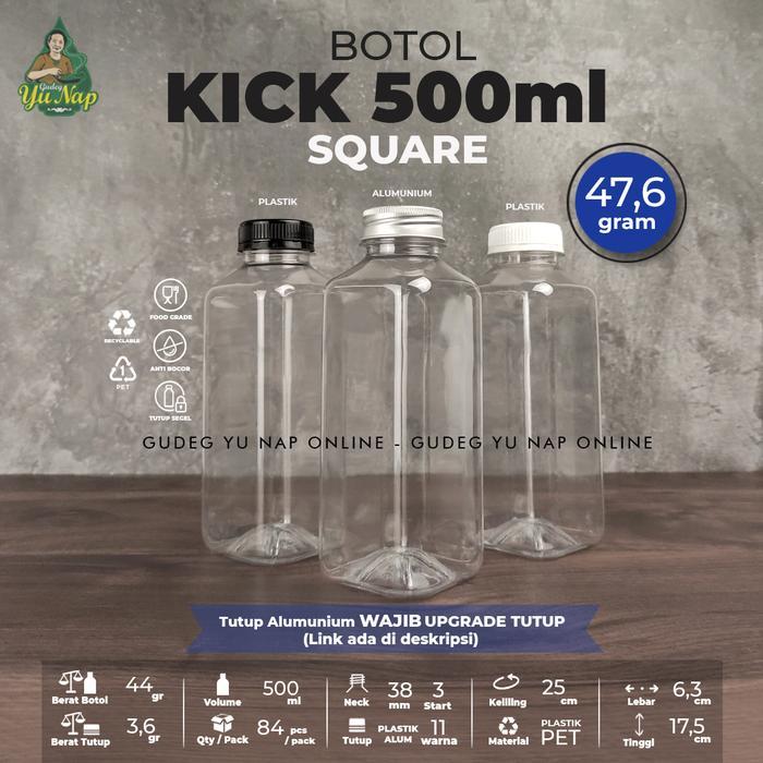 BOTOL KICK SQUARE 500 ML (KOTAK) - BOTOL PLASTIK 500ML