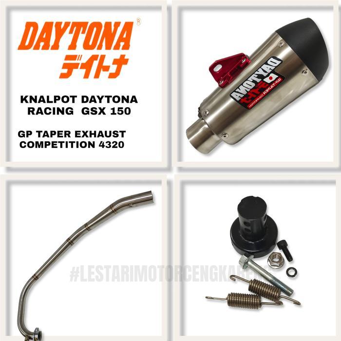 DAYTONA KNALPOT RACING GP TAPER ROAD GSX R150 S150 BANDIT 150CC FULLSYSTEM STAINLESS STEEL 4320